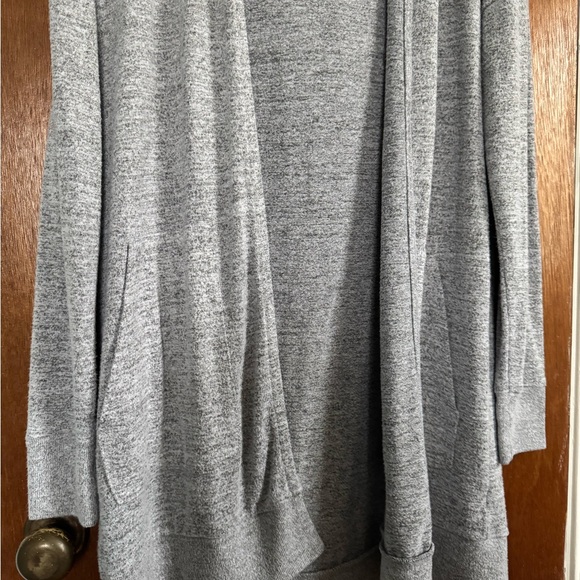 GAP Gray Cardigan Sweater Long Open Front with Hood - Picture 2 of 4